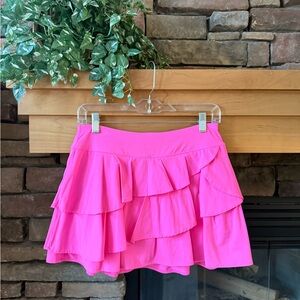 Lilly Pulitzer Luxletic Pink Ruffle Layered Women's Skirt Skort Size Small